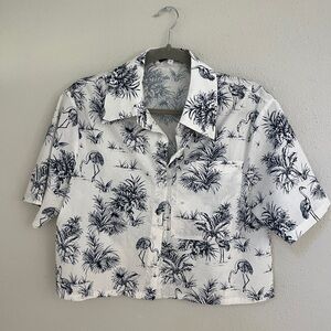 HUNTER BELL Black and White Tropical Print Shirt